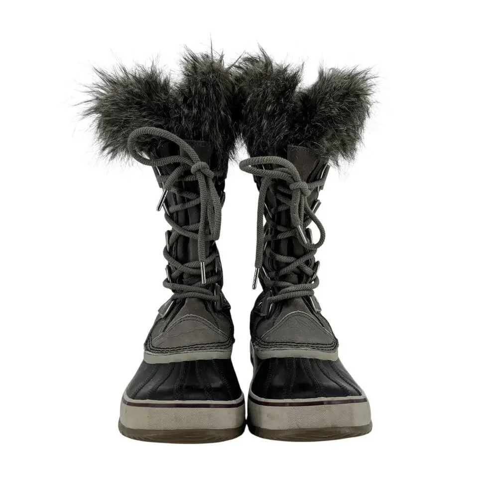 Sorel Joan of Arctic II Fur Snow Boots Waterproof Insulated Gray Suede Size 9